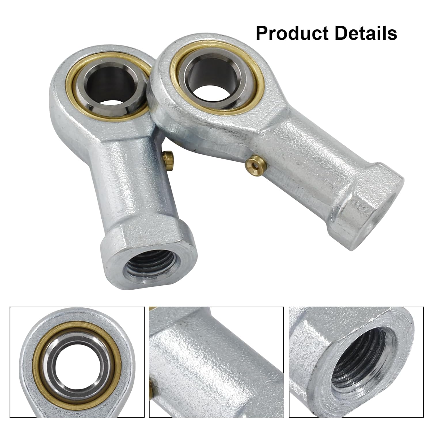 Biaungdo 2 Pcs 304 Stainless Steel PHSB6 Rod End Bearing, 3/8 × 3/8-24 Female Right Hand Heim Joint Rod End Bearing with Jam Nut — image 4