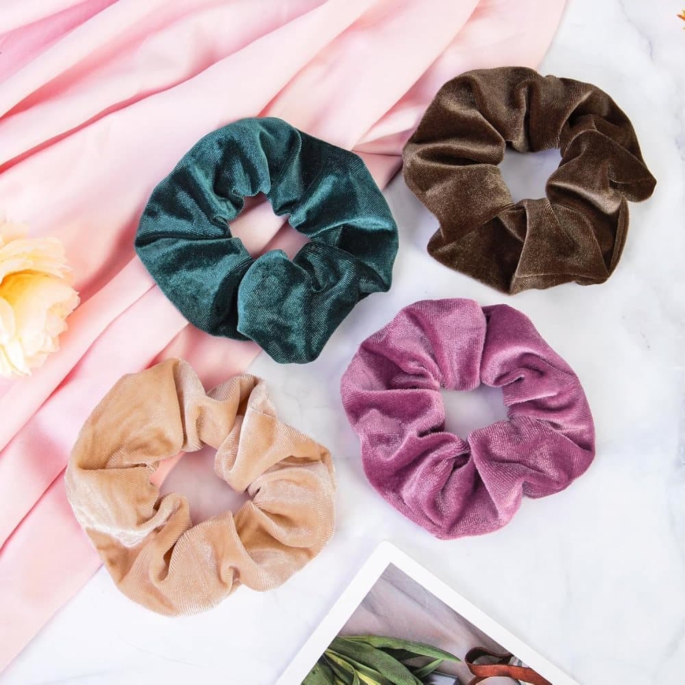 12pcs Velvet Hair Scrunchies for Women, Large Size — image 3