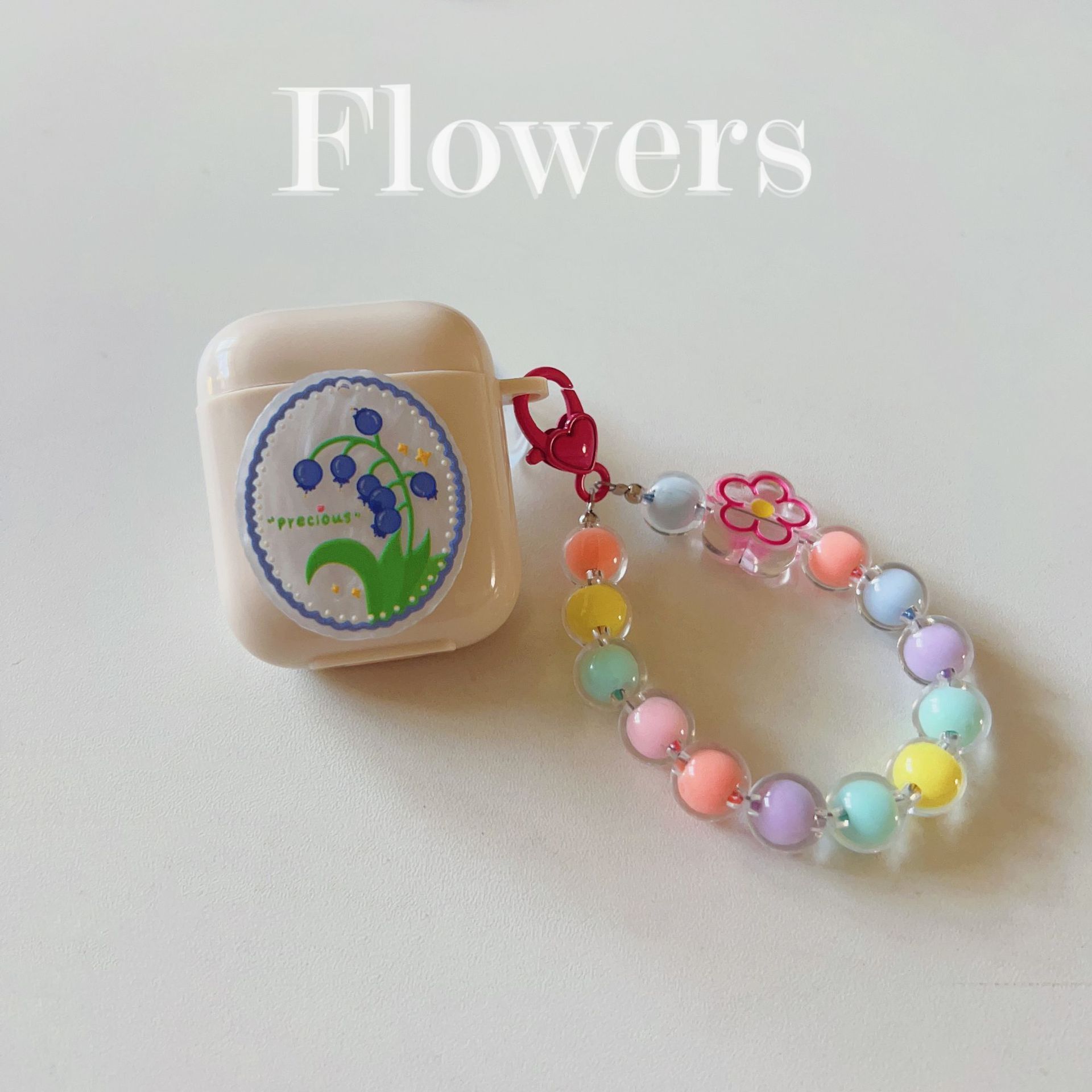 Floral patches + pink base shell + pink bracelet Apple AirPods Pro 2 โ image 3