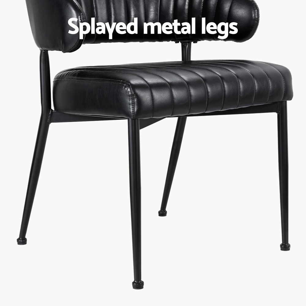 Artiss Dining Chairs Set of 2 Leather Hollow Armchair Black — image 6