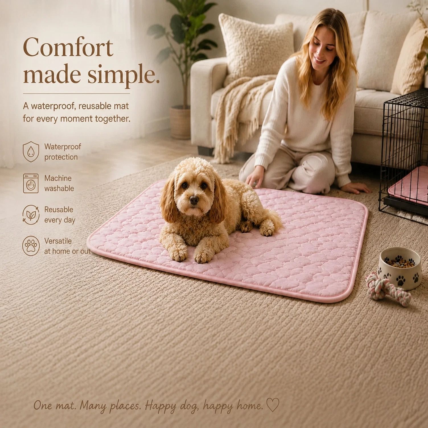 2pcs Pink Ice Silk Pet Pad, Size XL (100 × 75cm)