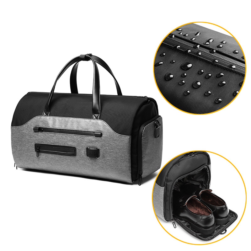 Men's Black Waterproof Multi-Functional Travel Duffel Bag - Foldable Short Trip Gym Bag with Shoe Compartment โ image 4