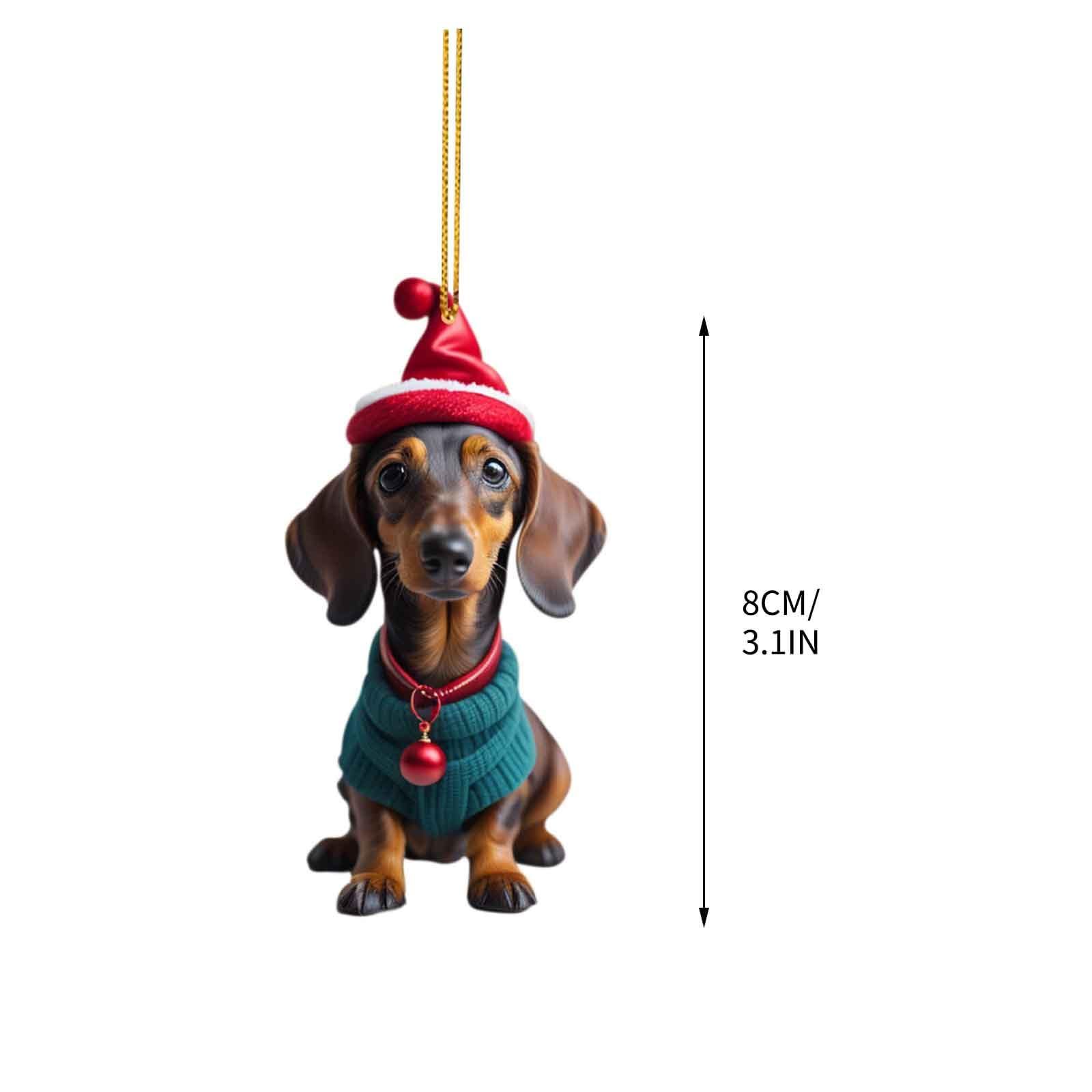 Tree Decoration Dog Car Pendant Set Christmas Decoration Acrylic Car Pendant Cute Dog Pendant Family Ornament (9PCS) — image 2