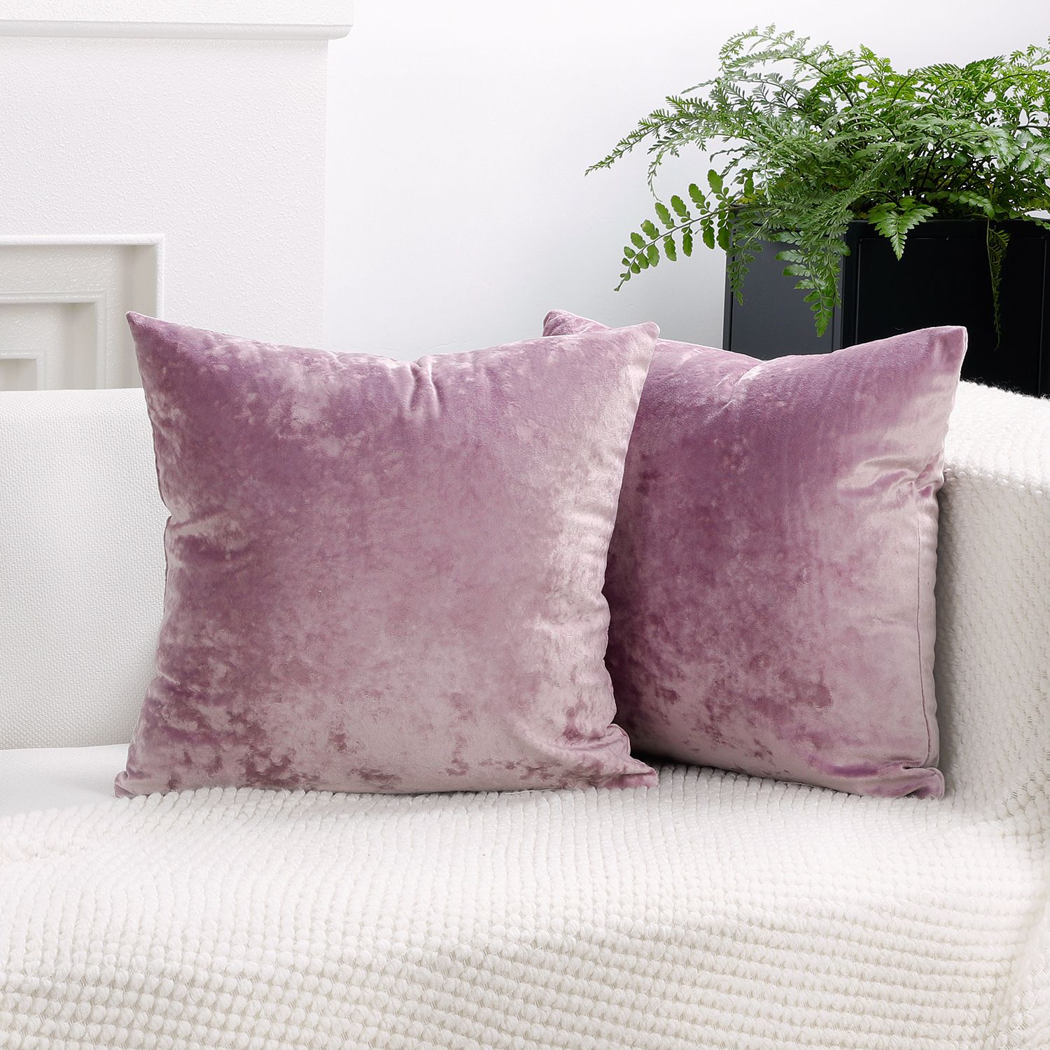 Ice Velvet Pillow Cover Polyester Solid Color 30x50cm Light Purple 30*50cm without pillow core