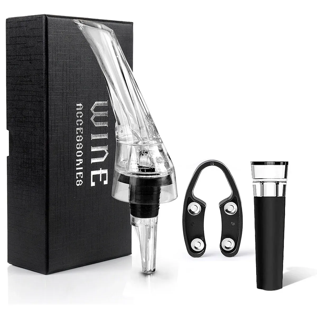 Wine Aerator Pourer with Gift Box Fast Red Wine Air Infusion Single or Three Piece Set - 3-Piece Aerator Set