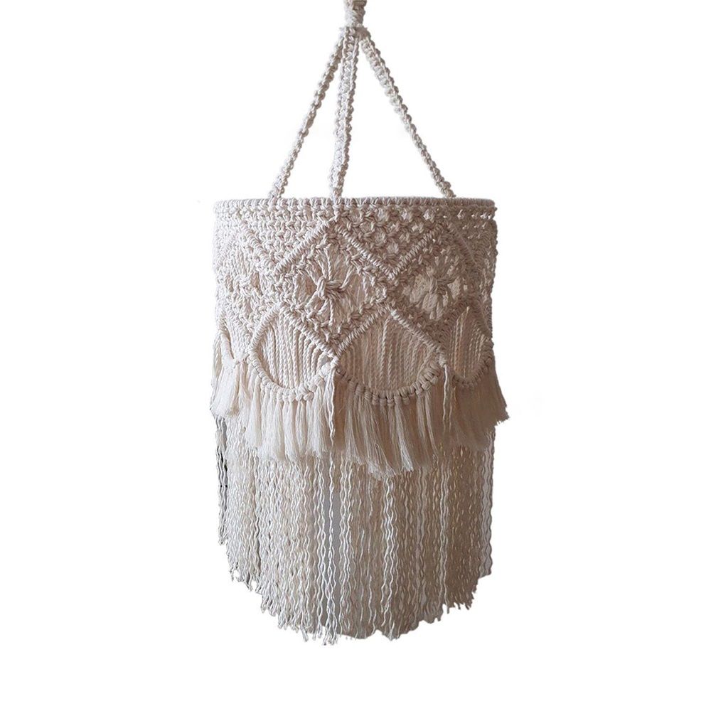 Lamp Shade Hanging Light Cover Modern Handwoven Chic Tassel Boho Light Shade Lampshade for Bedroom Dorm Room Home Office Restaurant(Bulb Not Included)