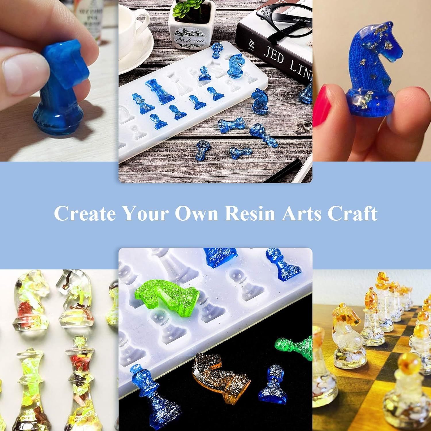2Pcs Silicone Mold Set for DIY Chess or International Chess Piece Making Epoxy Resin Casting Mold for DIY Jewelry Crystal Crafts — image 4