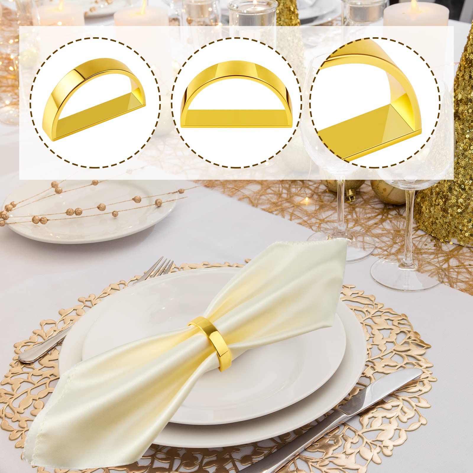 10 Pcs Stainless Steel Napkin Rings Metal Napkin Ring Holders Modern Ring Holder Buckles for Dinner Table Decor, Wedding โ image 5