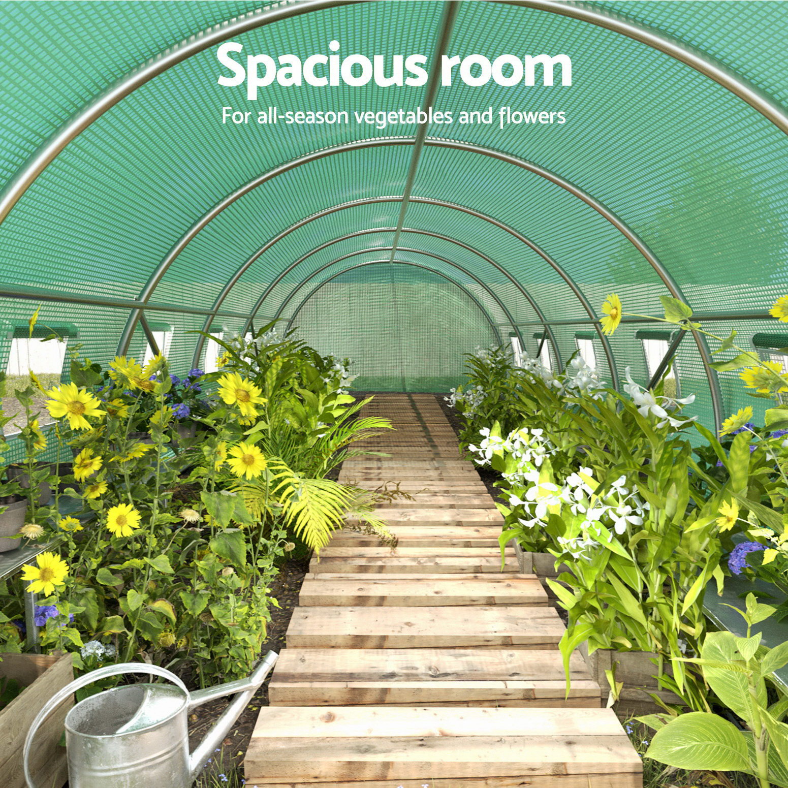 Green Fingers Greenhouse 9x3x2M Walk in Green House Tunnel Plant Garden Shed Dome โ image 4