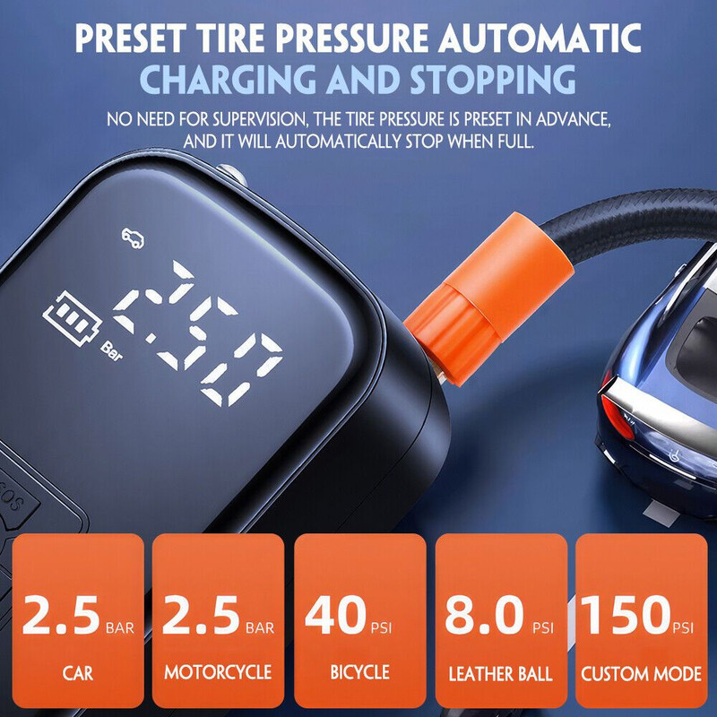 150PSI Portable Cordless Air Compressor Tire Inflator — image 3
