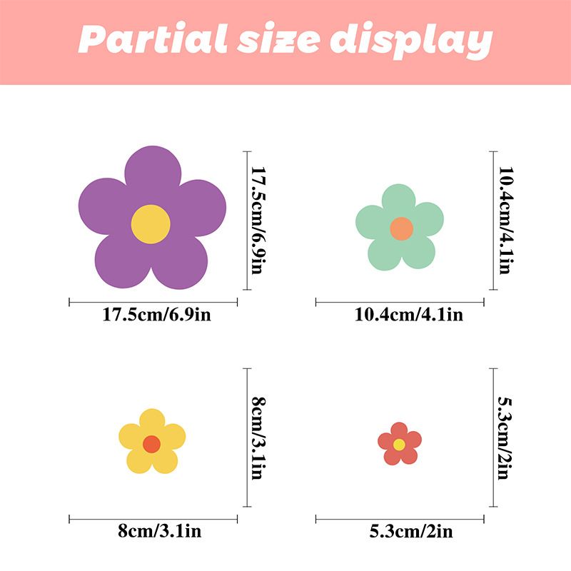 Colorful Flowers (9 per set) Flowers Wall Sticker Colorful Floral Wall Decal Vinyl Peel and Stick Stickers Aesthetic Wall Flowers โ image 5