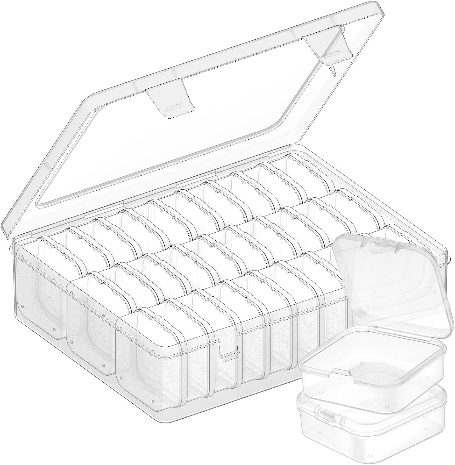 31-Slot Clear Plastic Bead Organizer Box with Hinged Lids - Portable Craft Storage Container for Jewelry Making, DIY Crafts, Nail Art & Small Parts