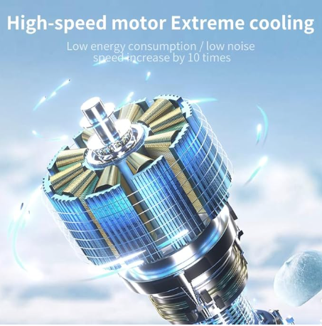 Portable Fan Handheld Mini Turbo Fan Battery , High Speed Powerful Ice Cooling 5 Speed Adjustable Rechargeable Personal Fans for Beach Camping Travel Working — image 3