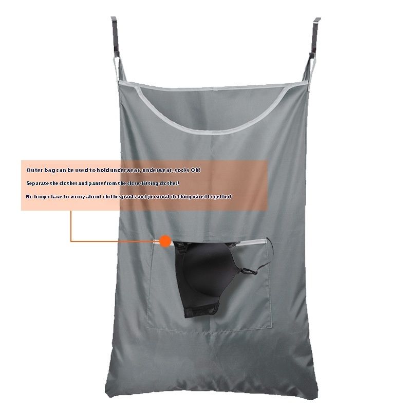 Hanging Laundry Hamper with Over Door Hooks & Adhesive, Durable Space Saving Laundry Bag with Zipper and Wide Open Top(Grey) โ image 3