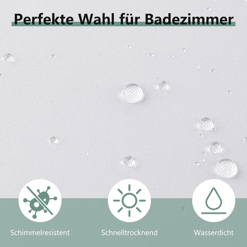 Waterproof PEVA Shower Curtain 72x72 inches, Mildew Resistant Quick-Drying Bathroom Divider, Colorfast, White — image 3