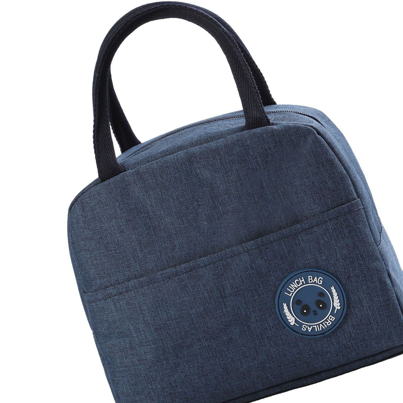 Lunch Bag High Capacity Reusable Tote Heat Preservation Dinner Insulation Hangbag Dark Blue โ image 3