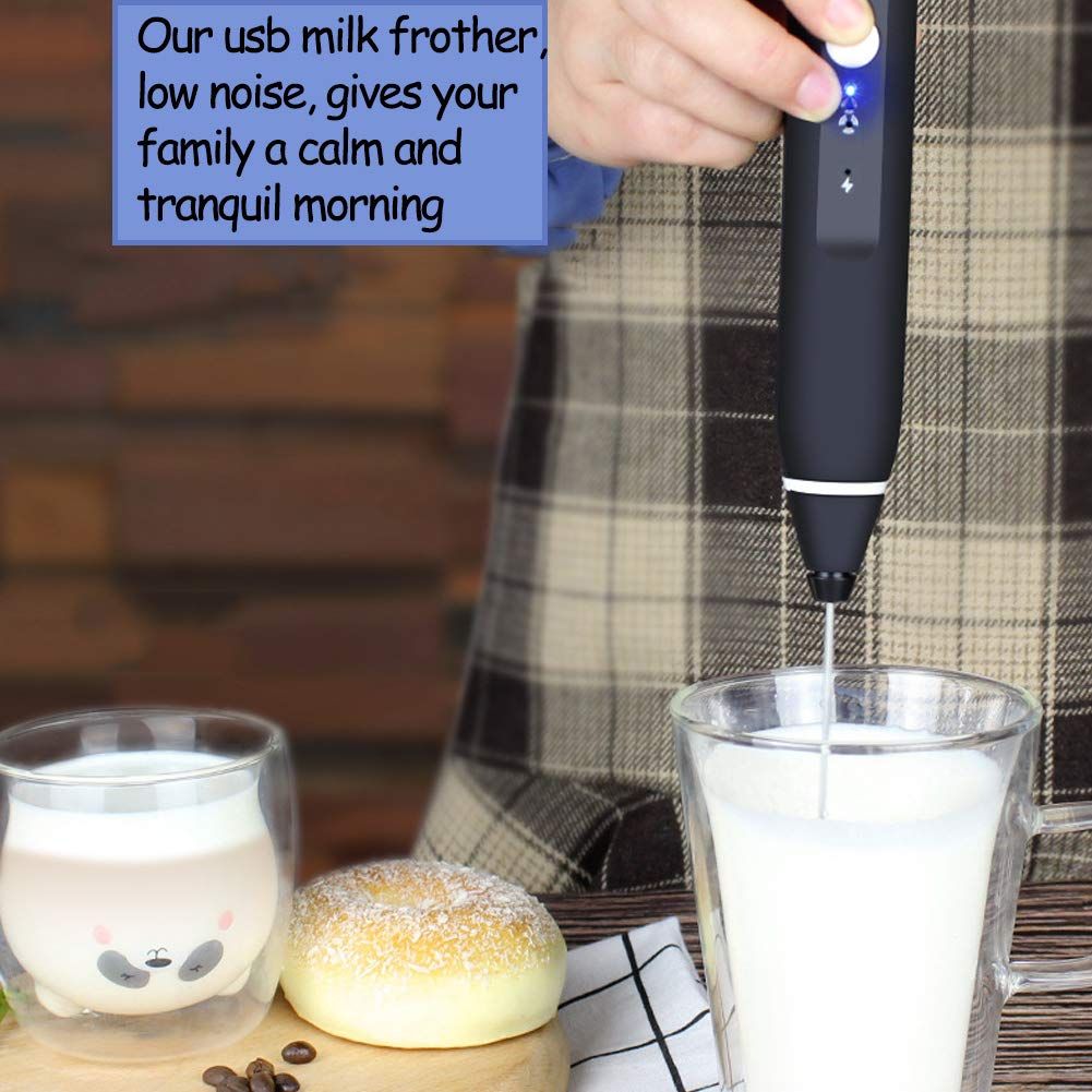 USB Rechargeable Milk Frother Handheld Multi-functional Electric Foam Maker with 2 Stainless Whisks,3-Speed Adjustable Mini — image 3