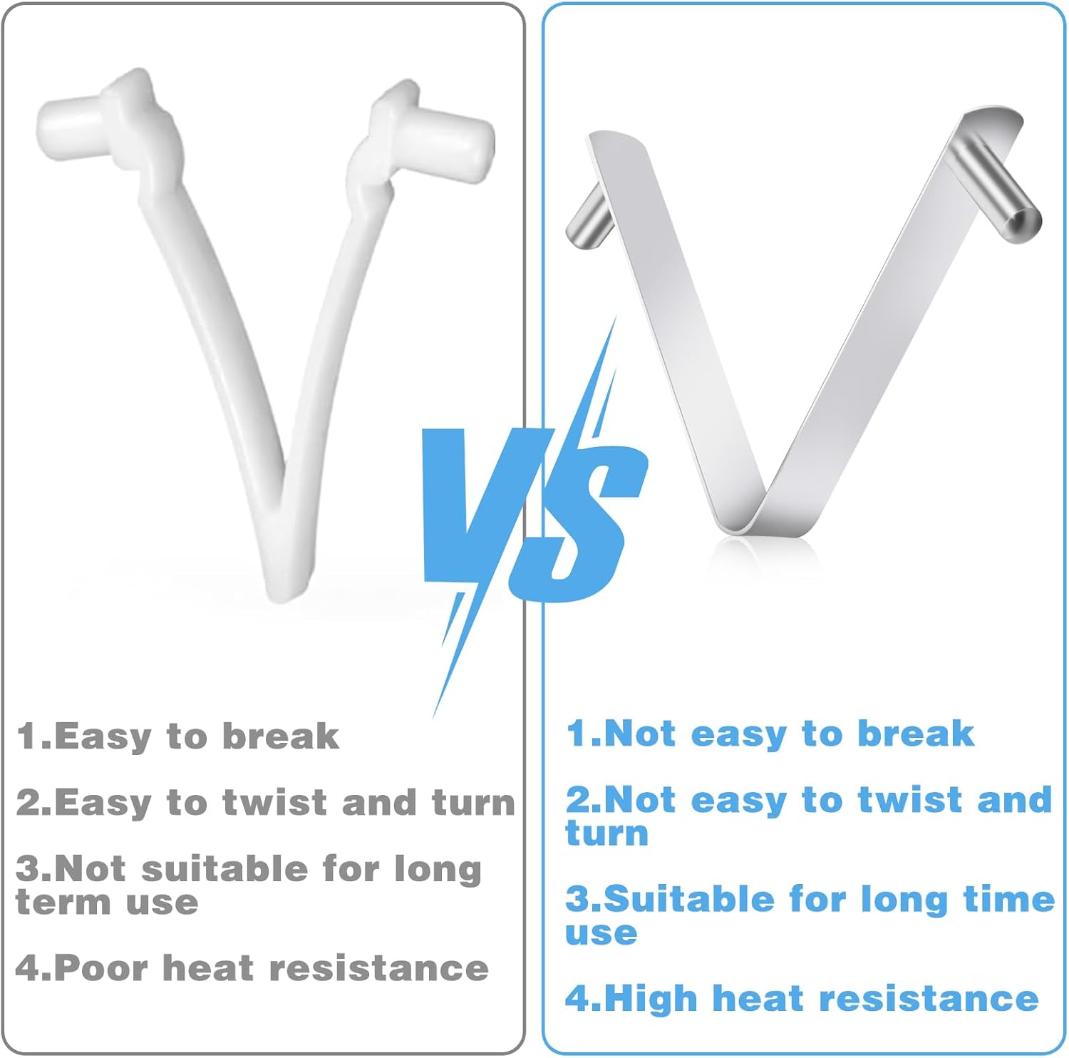 3Pcs Pool Brush Clip V-Shaped Clip, Pool Pole Clips Pool Hooks for Poles, Stainless Steel Clips Double Pin Spring Button Clip for Brushes Skimmers Pool Net — image 4