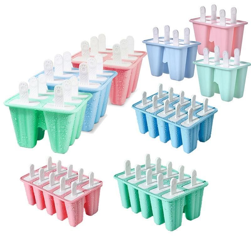 Silicone Ice Cream Mould Block Frozen Molds Icy Pole Jelly Popsicle - Blue-10Grid — image 3