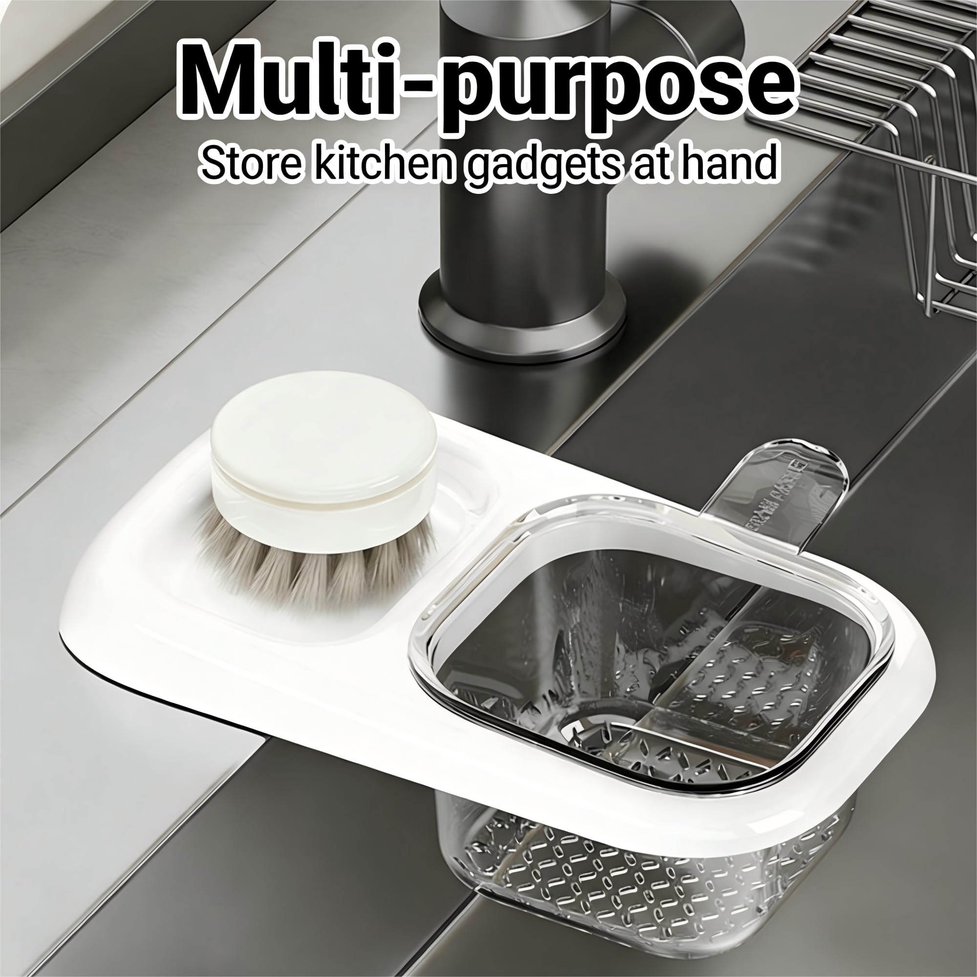 2-Pack Kitchen Sink Drain Basket – White Suction Mount Strainer for Food Waste, Tea Leaves & Vegetables – Space-Saving Filter with Top Storage (White) — image 6