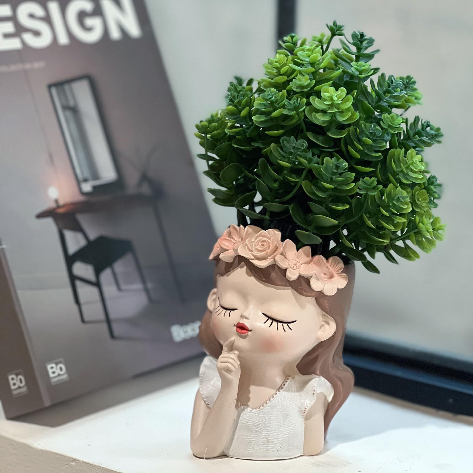 Cute Plant Pots with Drainage Hole,Fairy Garden Pots Gifts Idea for Plants Lovers Decorative Flower Pot for Indoor Plants — image 3