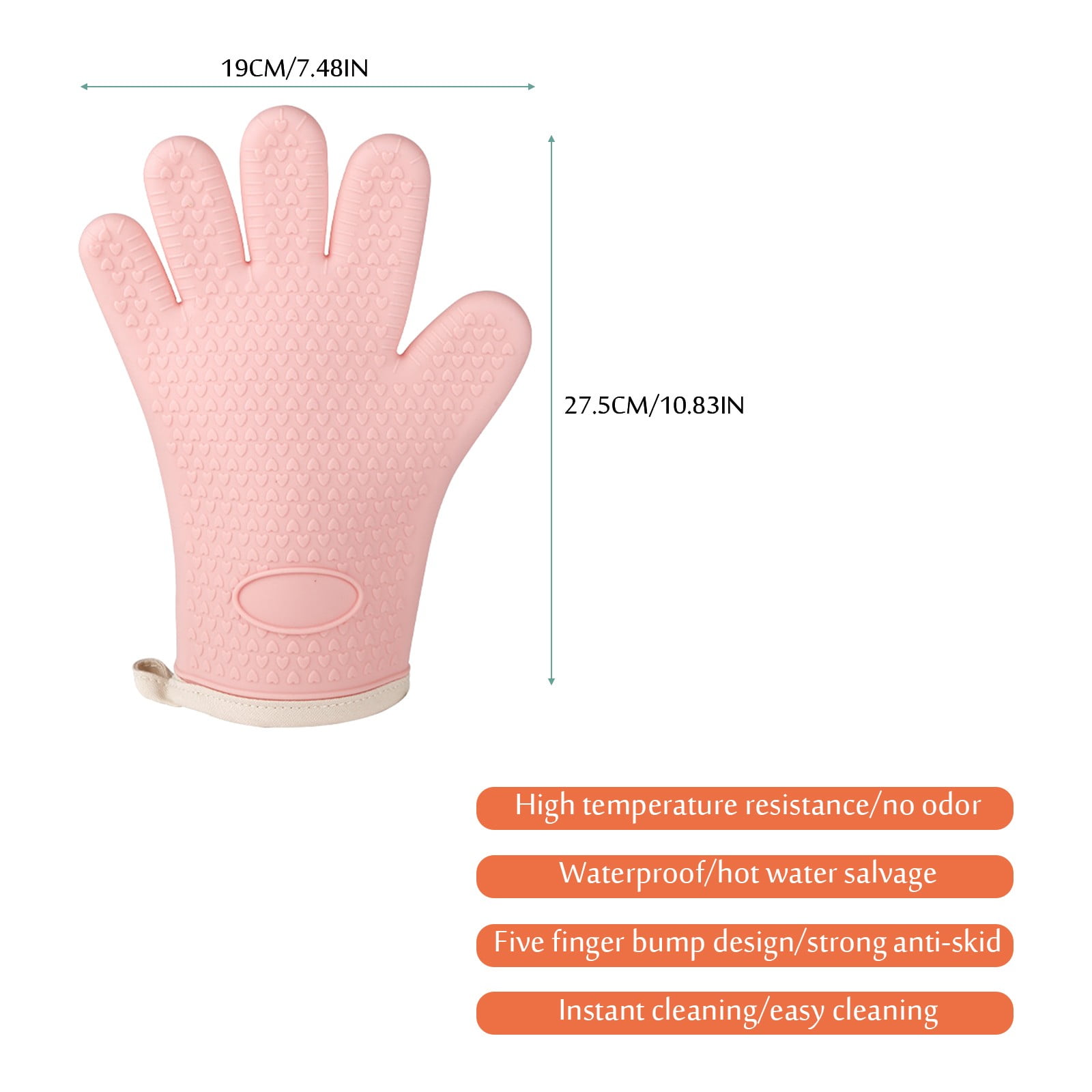 Silicone Smoker Oven Gloves -Extreme Heat Resistant Bbq Gloves -Handle Hot Food Right on Your Grill Fryer Pit|Waterproof Oven Mitts Z3-Orange — image 2