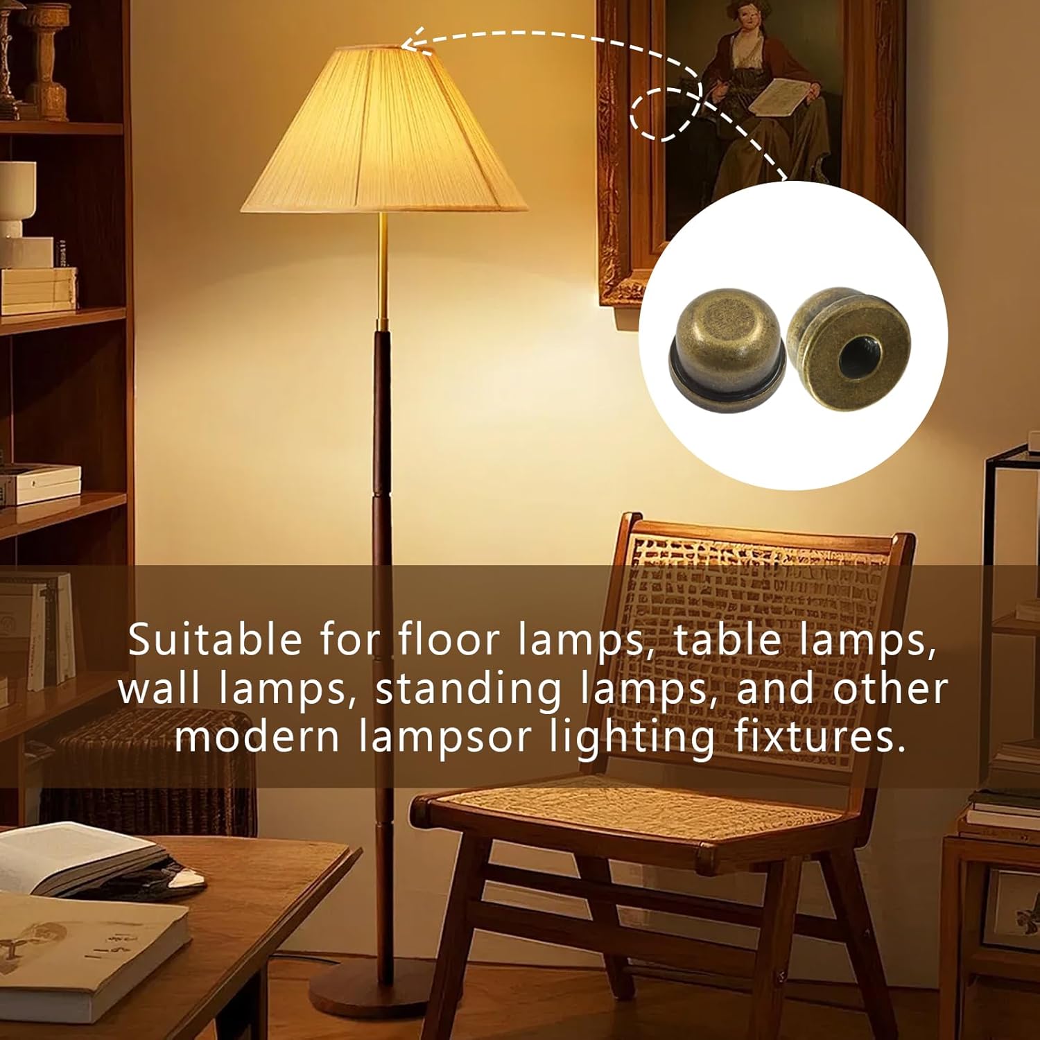 Biaungdo 2 Pack Metal Lamp Finial Cap Knob, Lamp Shade Screw Cap Top Lamps Decoration for Lamps Shade Holder, 1/4-27 Inch, Bronze — image 5