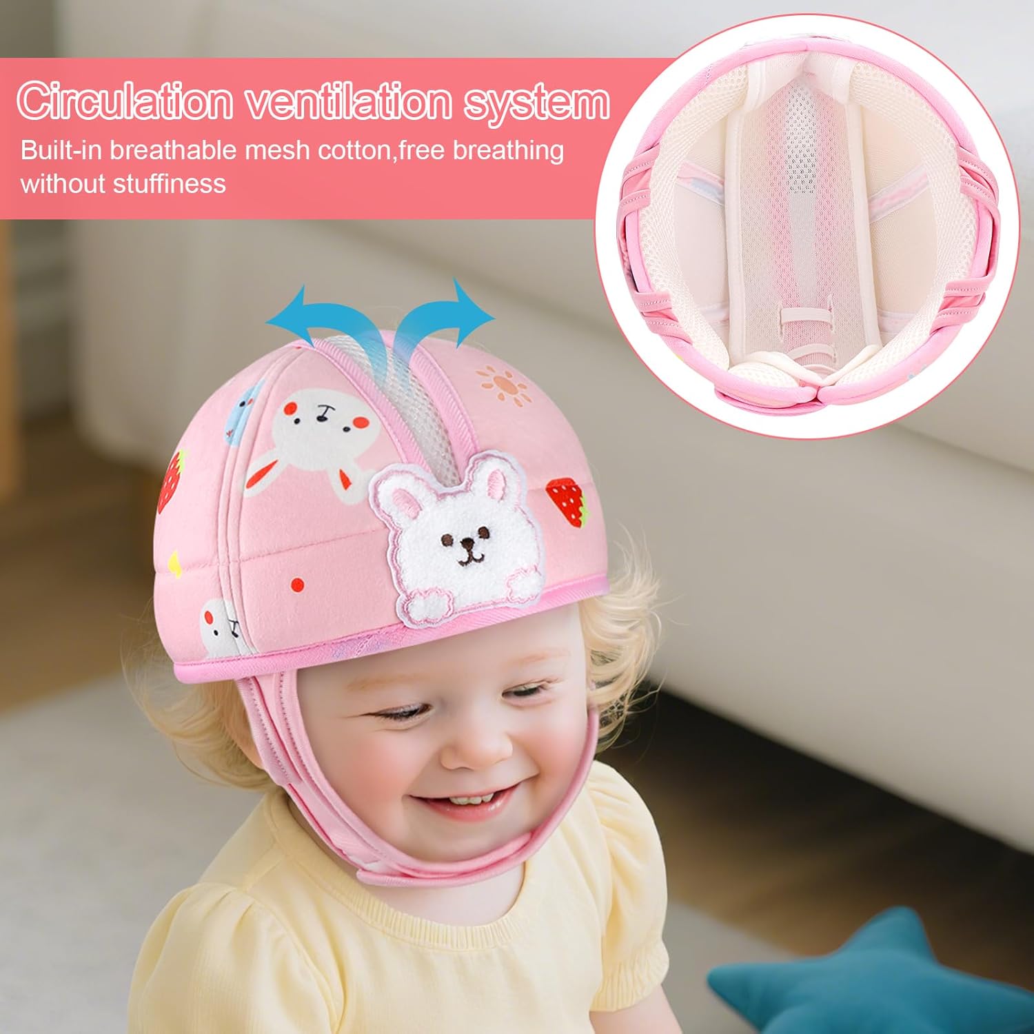 Baby Head Protector, Cute Baby Safety Helmet for Crawling Walking Running, Infant Headguard Soft Cushion Lightweight Breathable Protective Caps, Anti-Collision — image 2