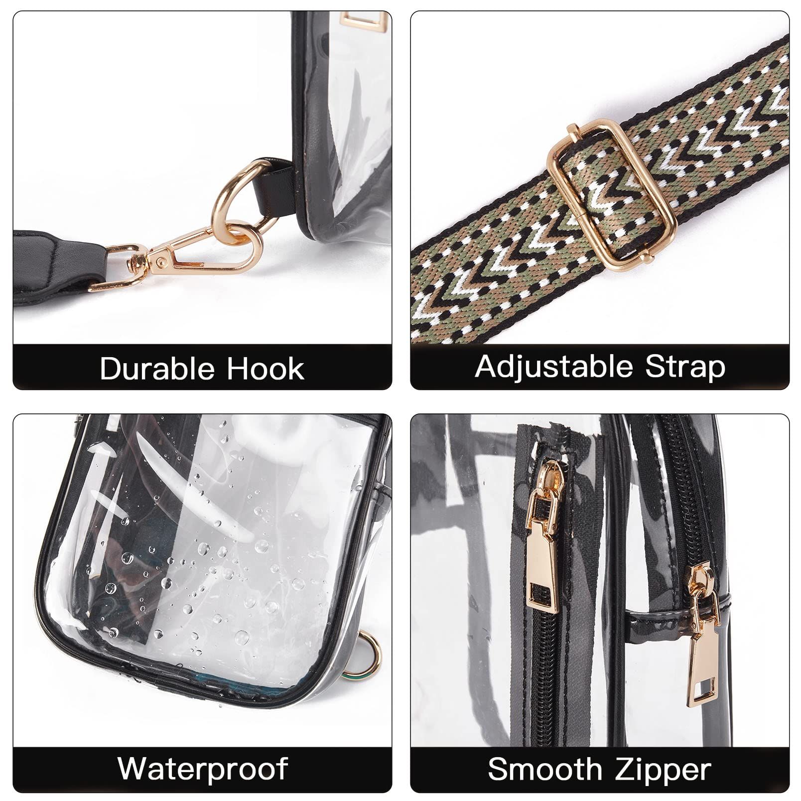 Clear Sling Bag, Clear Stadium Approved Crossbody Bag Purses for Women Heavy Duty Transparent Chest Bag with Adjustable Strap — image 3
