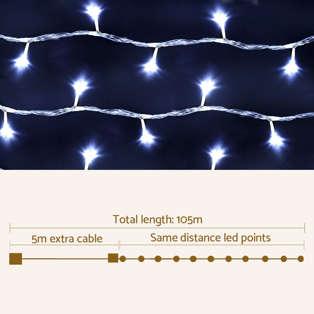 Jingle Jollys 100M Christmas Lights String Light 500 LED Cool White โ image 2