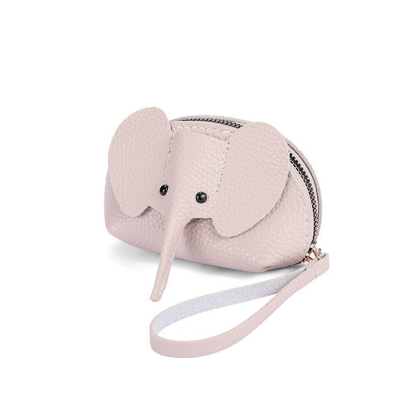 Leather Coin Purse Leather Elephant Keychain Wallet Small Coin Pouch with Keychain Leather Wallet Cute Elephant Gifts for Girls Women
