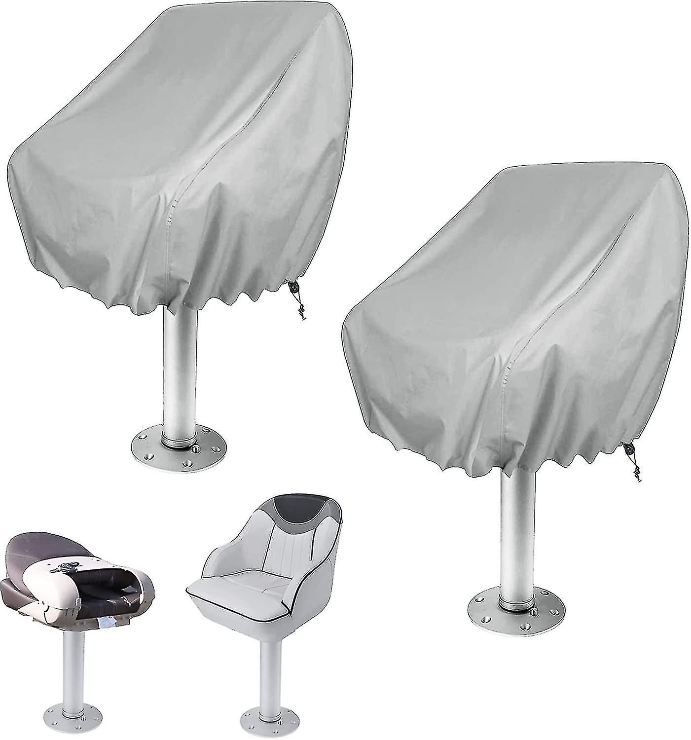2-Pack Covers, Waterproof Outdoor Pedestal Pontoon Captain Boat Bench Chair Covers, Oxford Fabric Rudder Chair Covers - Perfect