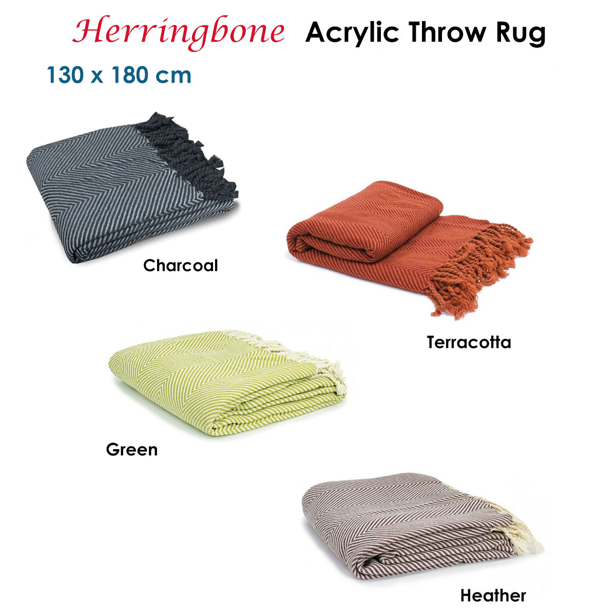 Herringbone Acrylic Throw Charcoal โ image 3
