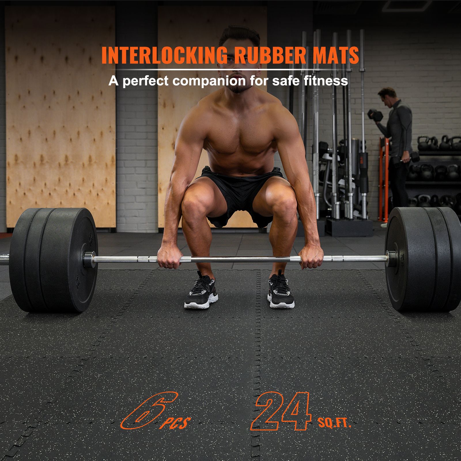 6 PCS 1/2 inch Thick Gym Floor Mats, 24" x 24" EVA Foam & Rubber Top Interlocking Workout Floor Mats with 24 sq.ft Coverage, Waterproof Exercise Puzzle — image 2