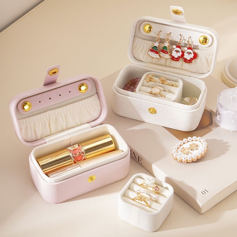 White Waterproof PU Leather Jewelry Travel Case, Portable Mini Jewelry Organizer Box for Rings Earrings Necklaces โ image 2