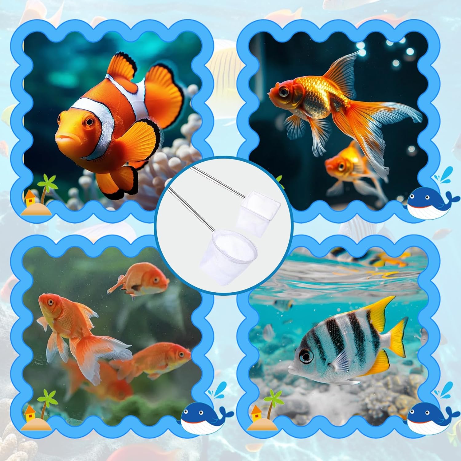 2-Pack Aquarium Fish Net - 3.3In & 2.6in Fishes Tank Shrimp Net Debris Cleaning Tools - Fast-Dry Mesh Scoop with Extendable Handle - Small Fish Net for Fish — image 5