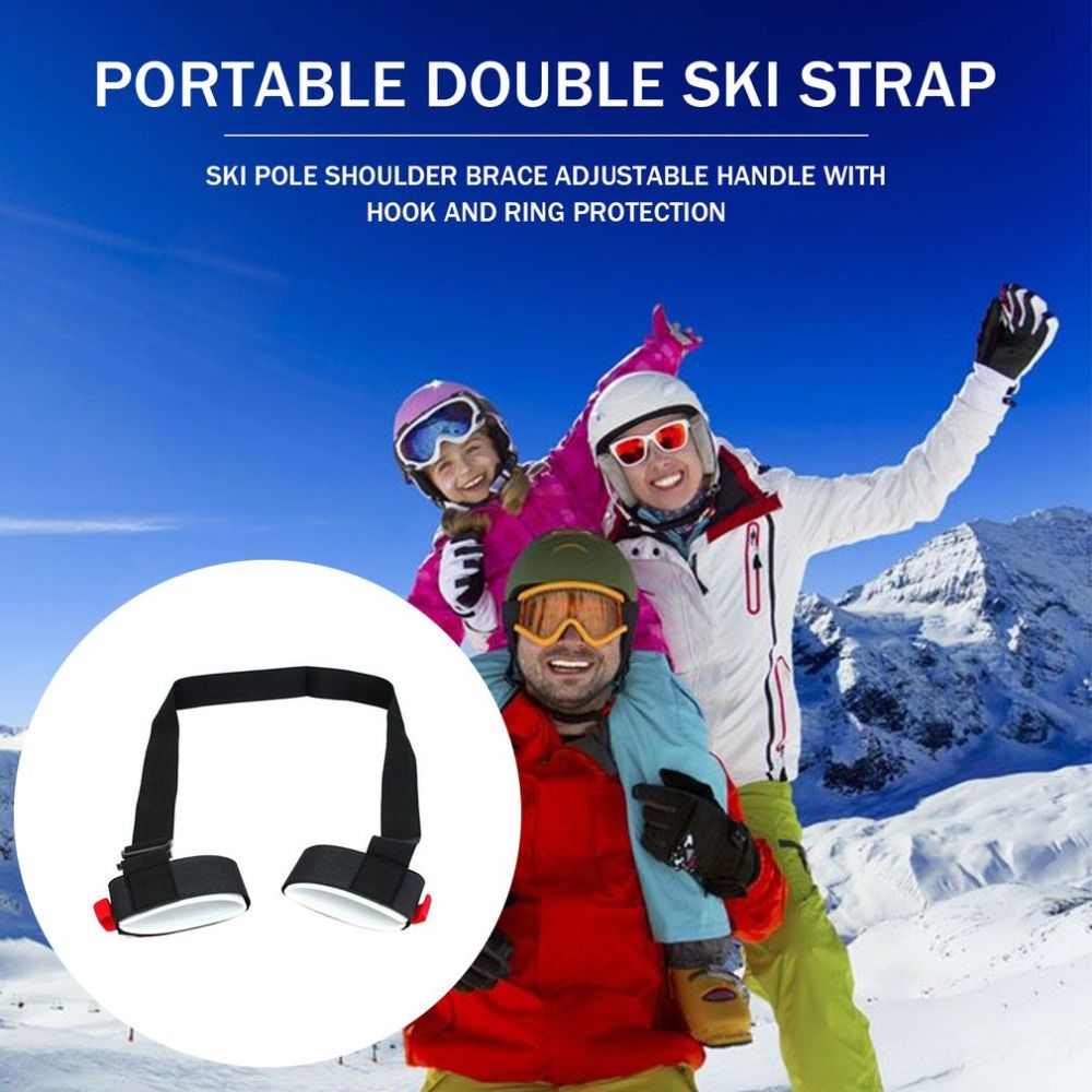 6 Pack Ski Carrier Straps Adjustable Shoulder with Cushioned Fastener Tape Strap Loop Strong for Adults Kids(black+red) — image 4