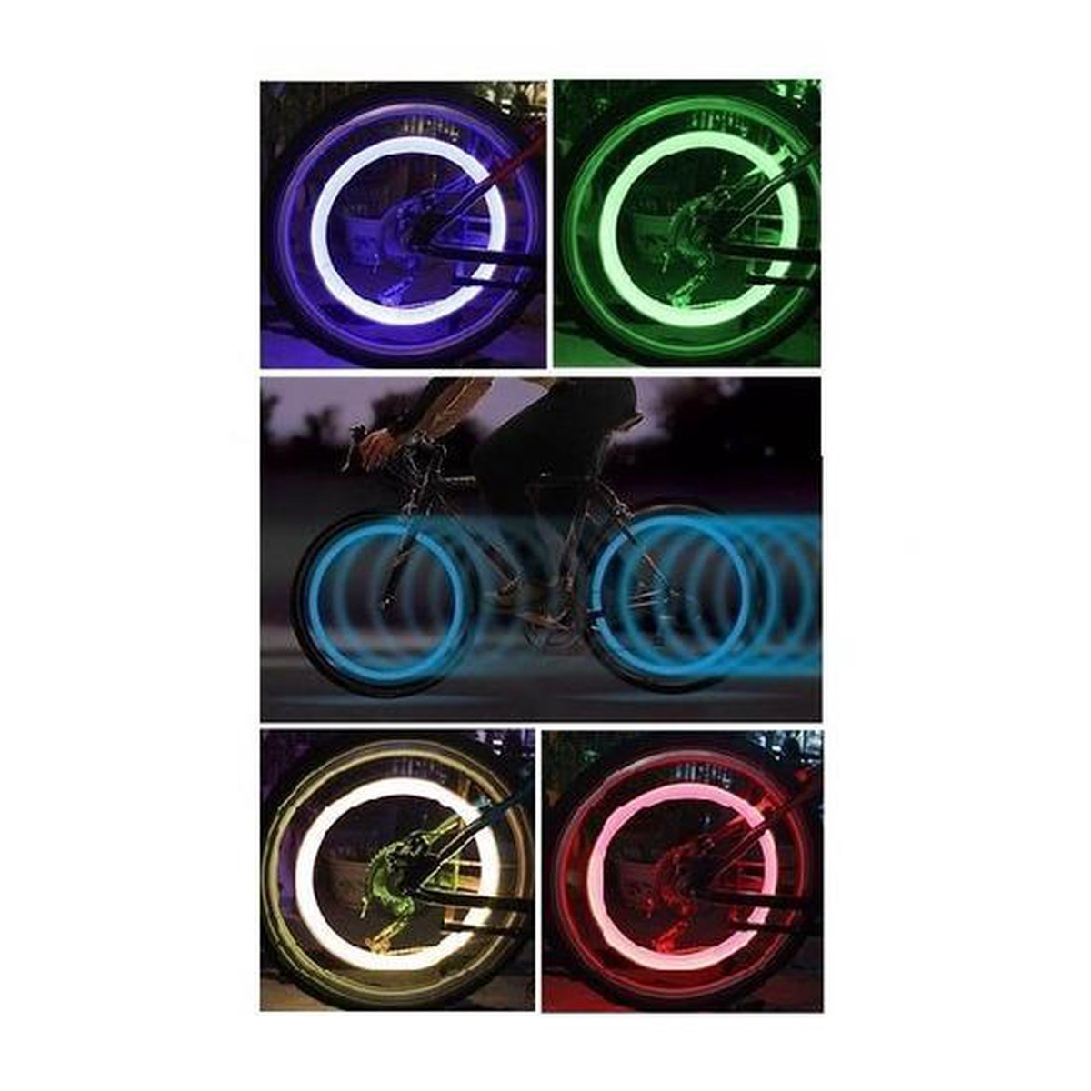 2x Bicycle light valve color deluxe green - wheel LED incl. batteries - valve lighting / valve lights — image 2