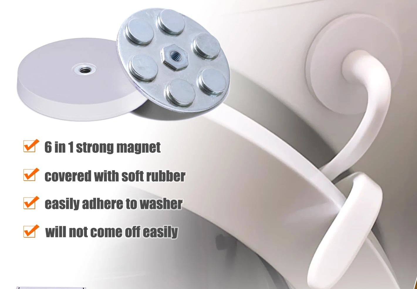 Front Load Washer Door Prop, Magnetic Flexible Washer and Dryer Door Support Keep Washer Drying Door Open to Keep Dry (White, 2pcs) โ image 3