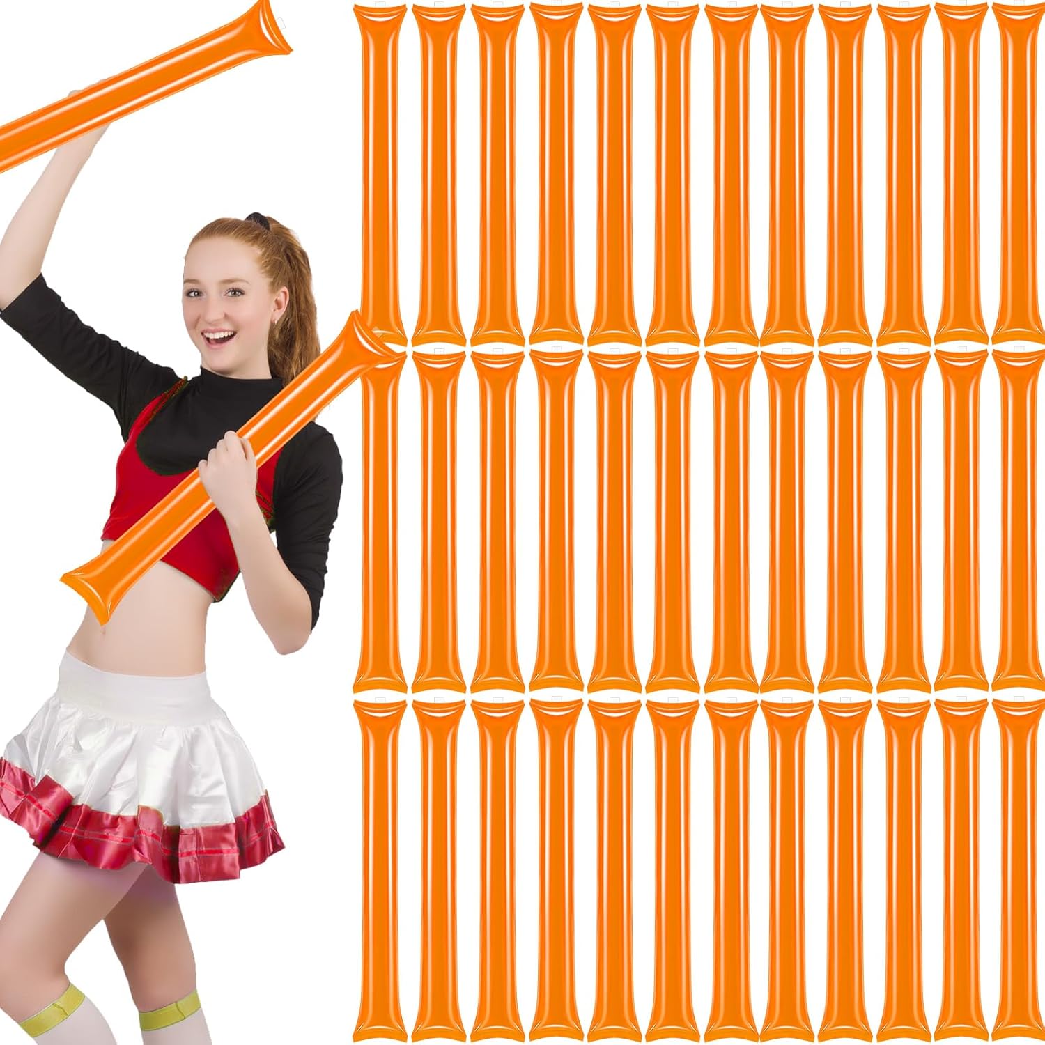 50 PCS Thunder Sticks Thicken Plastic Cheersticks Inflatable Thunder Sticks Sporting Events Team Spirit Cheersticks Sporting Cheers Basketball Football Dance