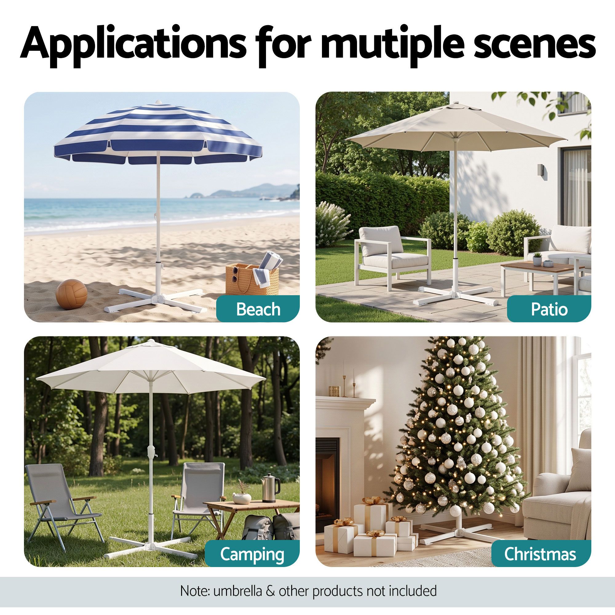 Instahut Outdoor Umbrellas Base Steel Umbrella Holder 25 to 35mm White — image 6