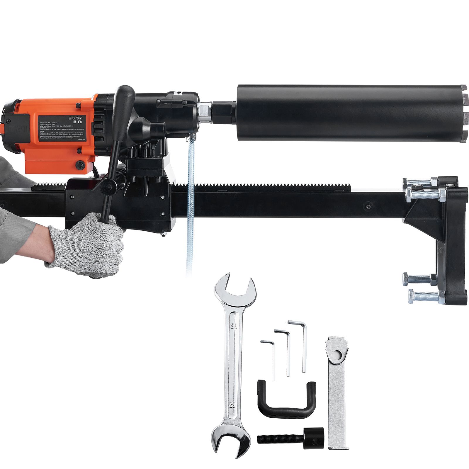 Diamond Core Drilling Machine, 8in Wet&Dry Concrete Core Drill Rig with Stand, 750RPM Speed & 1-1/4" 5/8" Thread & Lifting Handle, 8in Drilling Diameter for