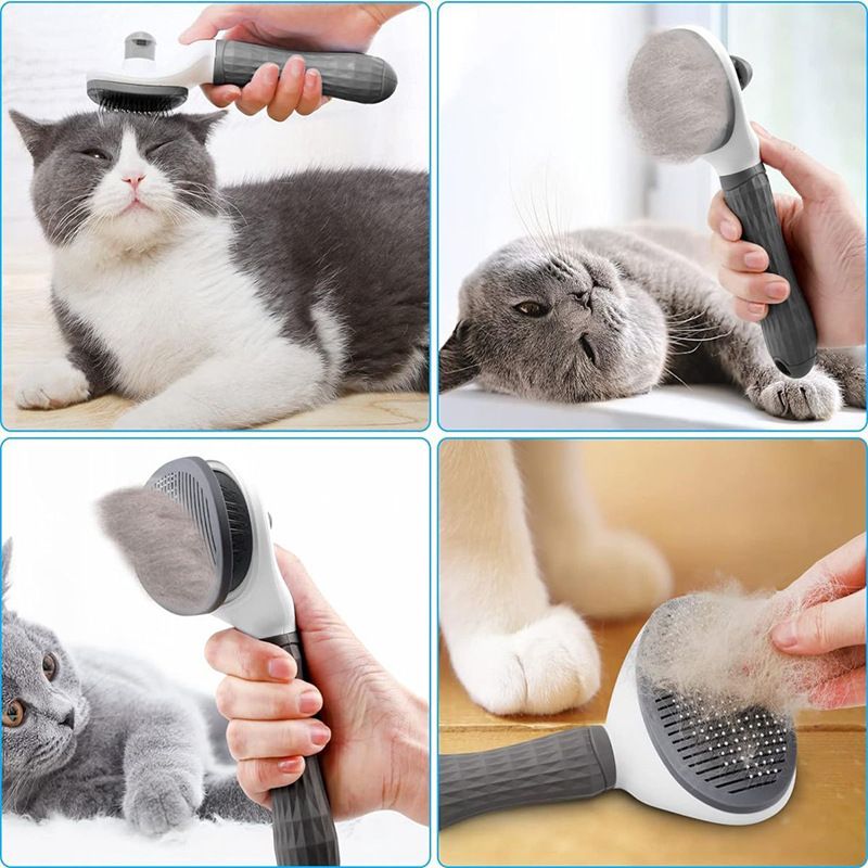 Cat Comb Pet Grooming Needle Brush TPR Material Rabbit ear hair removal comb-pink โ image 2