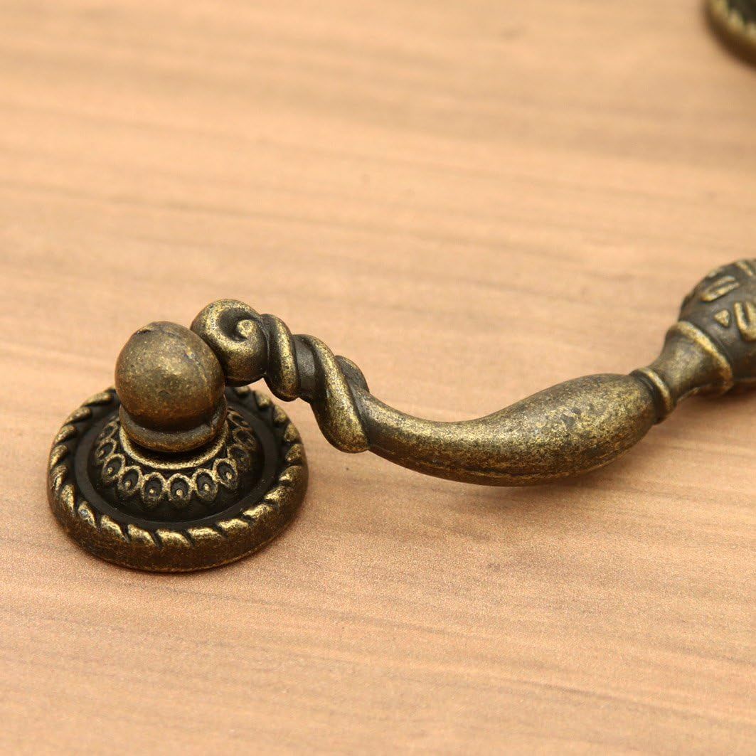 Vintage Drop-Down Bail Pull Handles Hole Center Antique Bronze Down Bail Cabinet Pulls with Mounting Screws โ image 5