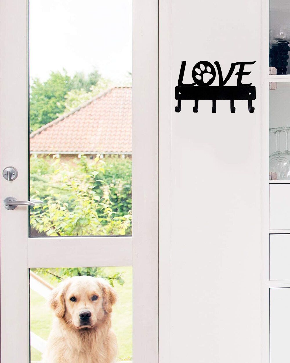 Love with Dog Paw Key Rack Hanger & Holder- Small 6 inch Wide - for Hanging Coats, Black No Rust Hooks for Scarf, Bag, Towel โ image 5