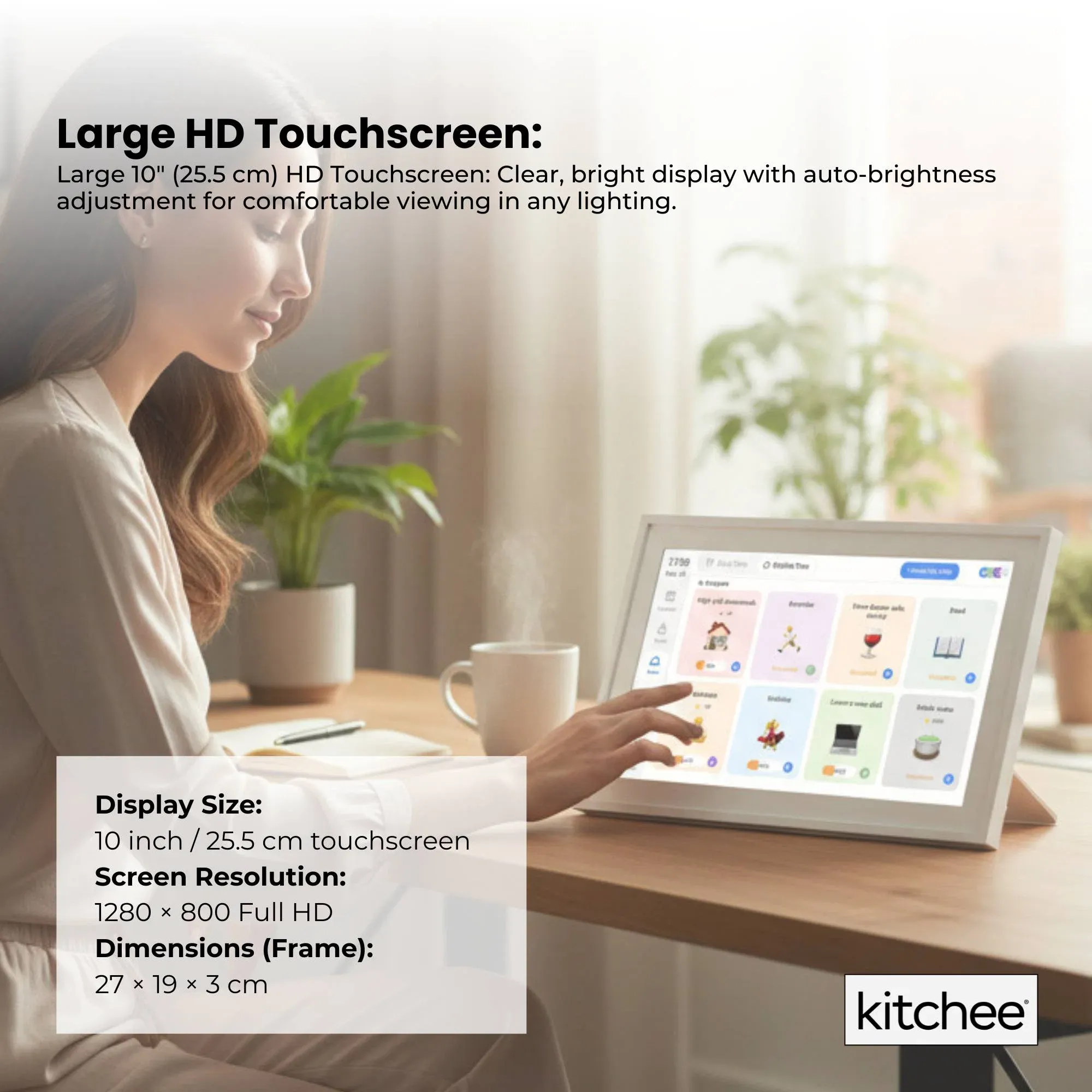 Kitchee 10" Digital Calendar Smart Family Planner - 25.5cm Touchscreen White — image 4