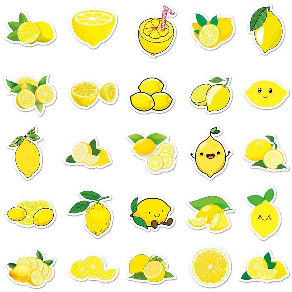 Lemon Stickers |50Pcs Lemon Waterproof Vinyl Decals for Water Bottles Laptop Luggage Cup Computer Mobile Phone Skateboard — image 4