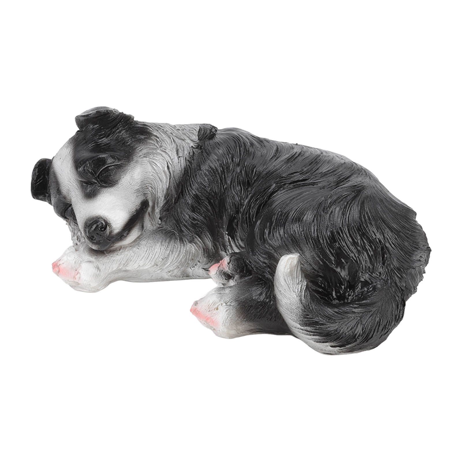 Puppy Statues Sculptures Synthetic Resin Waterproof Border Collie Statue Ornament for Garden Outdoor — image 2