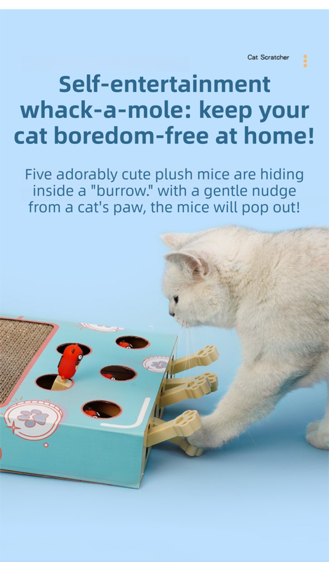 3-in-1 Whack-A-Mole Cat Toy & Scratching Lounge - Spring Swivel Toy, Interactive Puzzle Box and Multi-Functional Cat Scratcher โ image 3