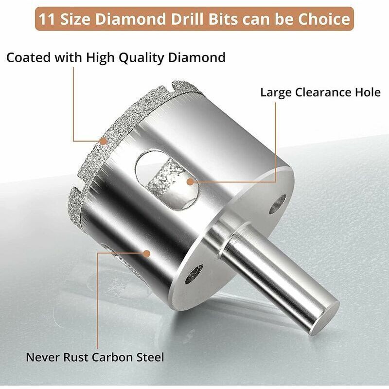 11 Pcs Diamond Hole Saw, Adjustable Hole Punch Locator Tile Hole Saw with Diamond Coated Drill Bits Hole Saw with Suction Cup Base for Ceramic Glass โ image 2